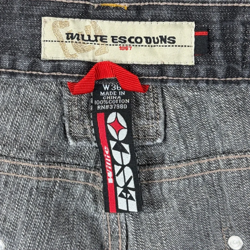 Willie Esco Duns Mens Carpenter Jeans Gray Denim Wide Leg Streetwear W36 L32